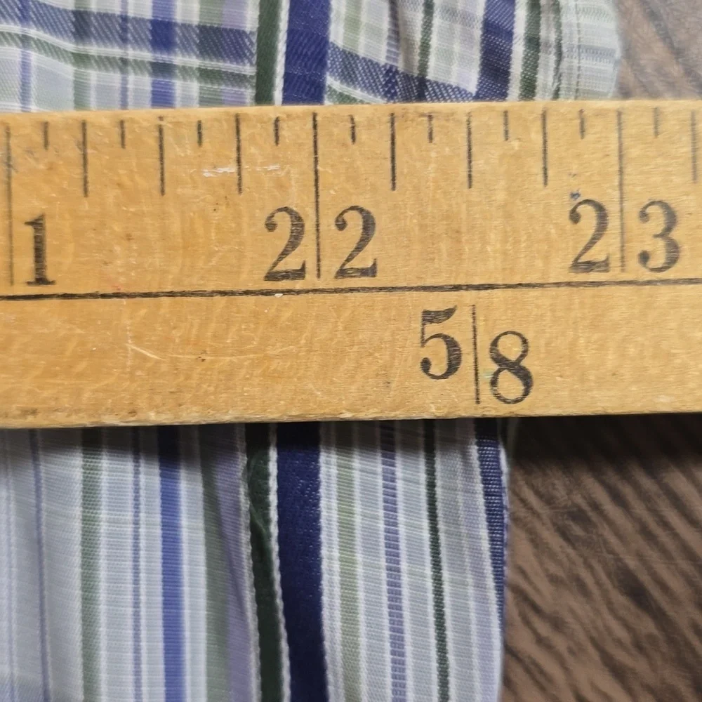 BR BANANA REPUBLIC Slim Fit Leggiuno Fabric Blue & White Plaid Button-Up Sz‎ L